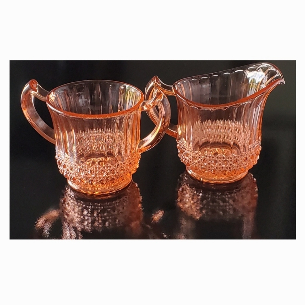 1920s "Huckabee Pink" Sugar & Creamer by Imperial Glass-Ohio 🇺🇸